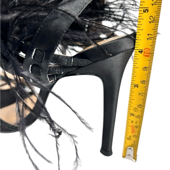Browns strappy satin heels, 7M, ostrich feathers open toe rhinestones Party NEW - Picture 6 of 10